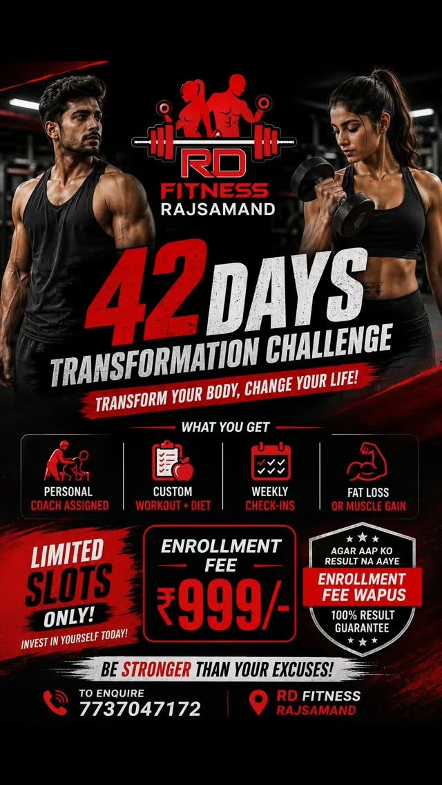 RD Fitness Rajsamand 42 Days Transformation Challenge Poster