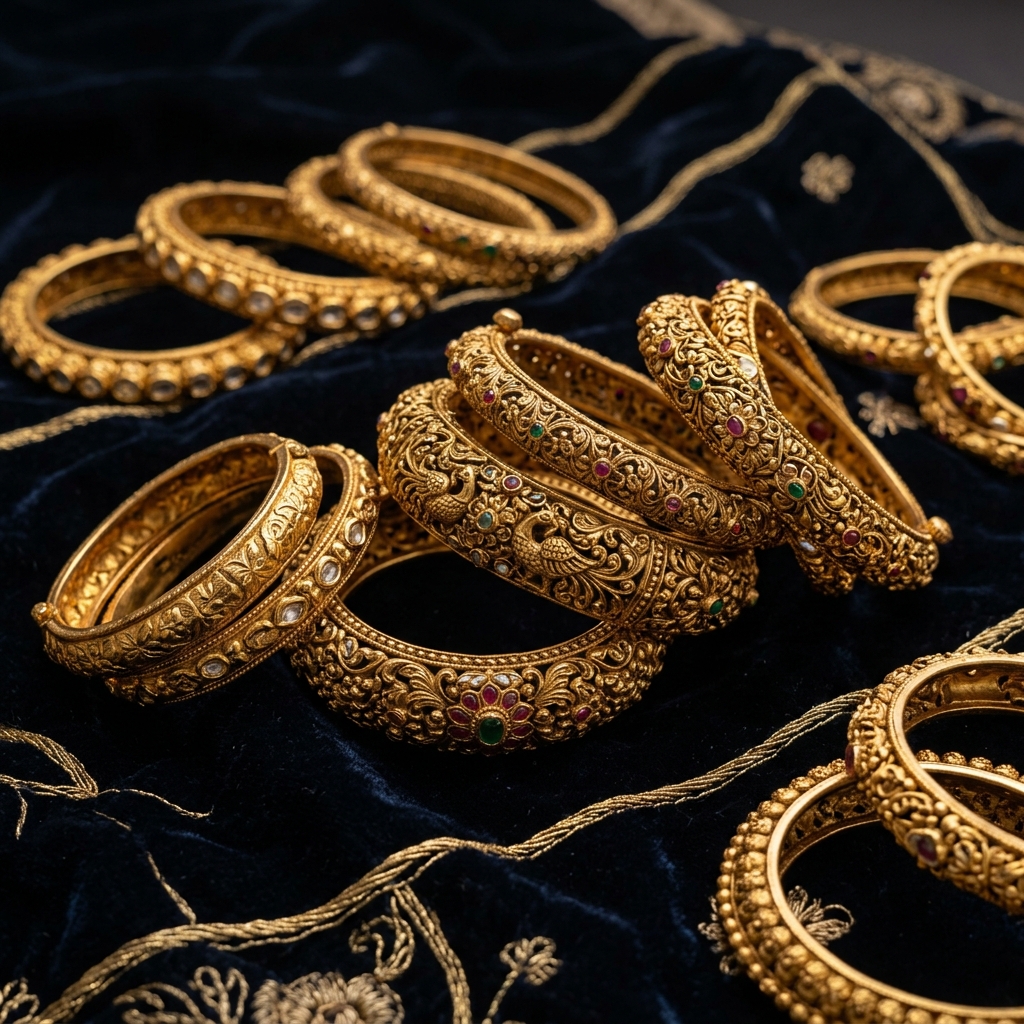 Antique Gold Handcrafted Bangles